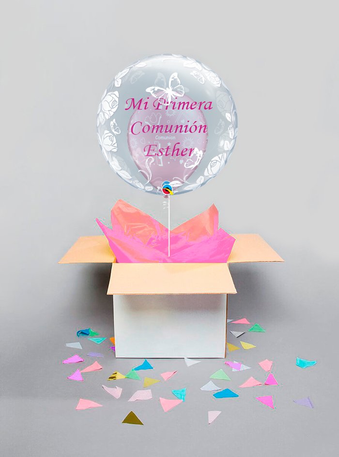 Caja Sorpresa Decoburbuja Comunión Rosa - Mis Globos