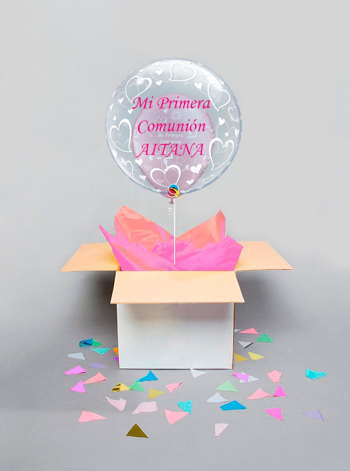 Caja Sorpresa Decoburbuja Comunión Rosa - Mis Globos