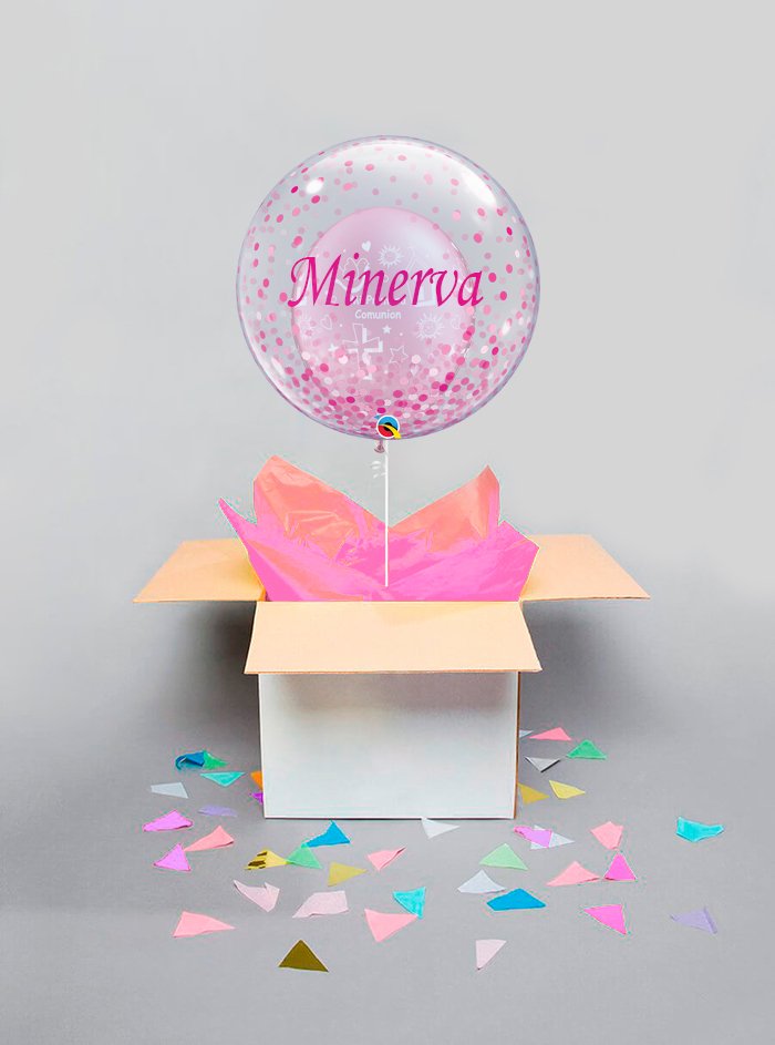 Caja Sorpresa Decoburbuja Comunión Rosa - Mis Globos
