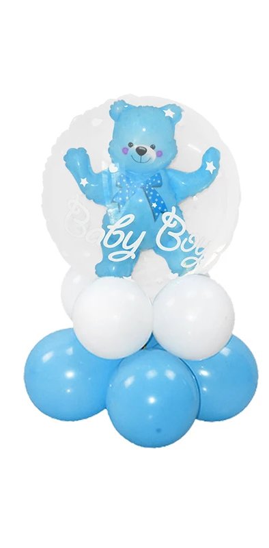Centro de mesa Osito Azul - Mis Globos