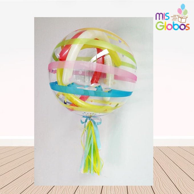 Decoburbuja a rayas rellena con globos - Mis Globos