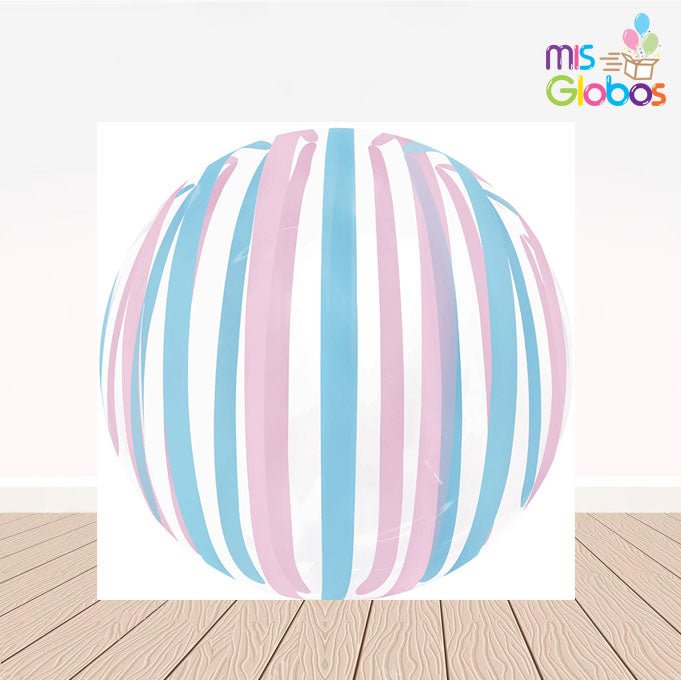 Decoburbuja de 45 Cm. Rayas Rosa y Azul - Mis Globos
