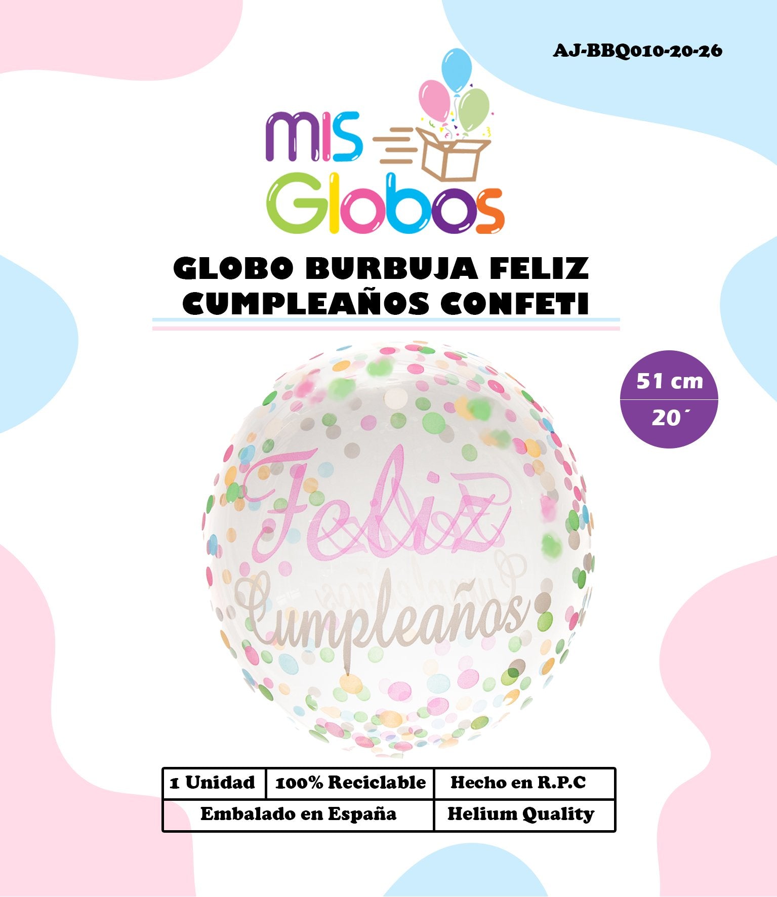 Decoburbuja de 51 Cm. Feliz Cumpleaños Topos - Mis Globos