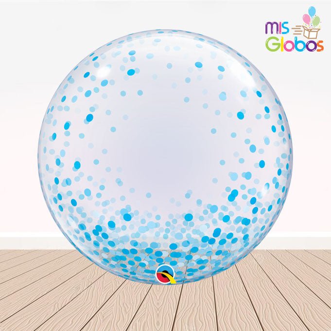 Decoburbuja de 60 Cm. topos Azul. - Mis Globos