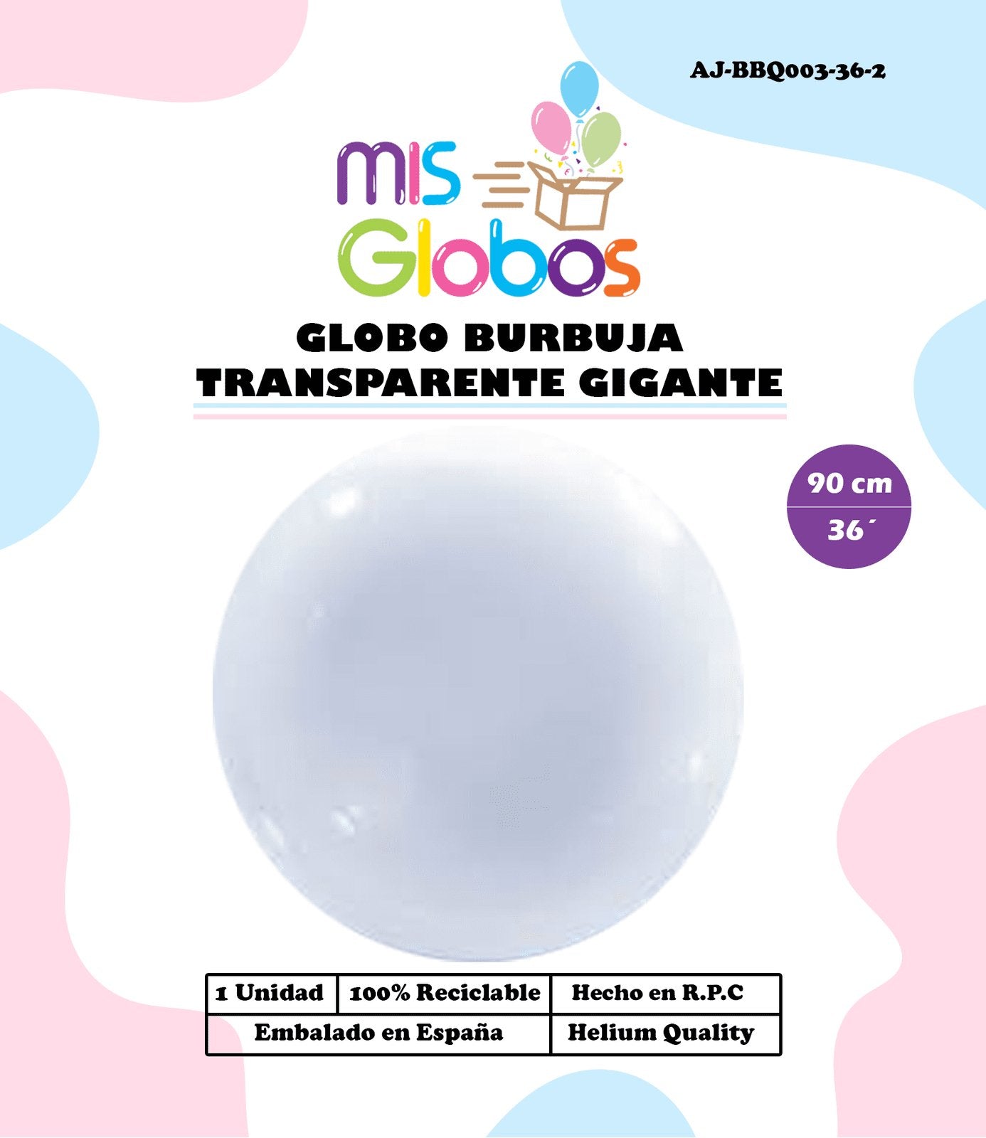 Decoburbuja de 80 Cm. transparente. - Mis Globos