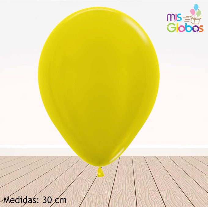 Globo Amarillo metal hinchado con Helio por unidades. - Mis Globos