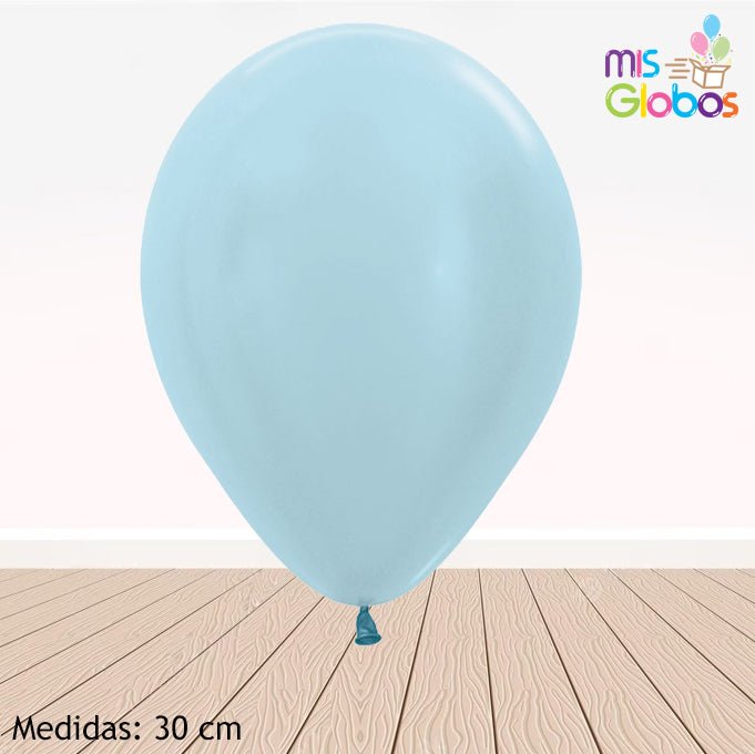 Globo Azul claro metal hinchado con Helio por unidades. - Mis Globos