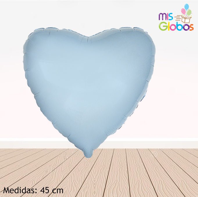Globo Corazón 45 Cm. Azul claro pastel