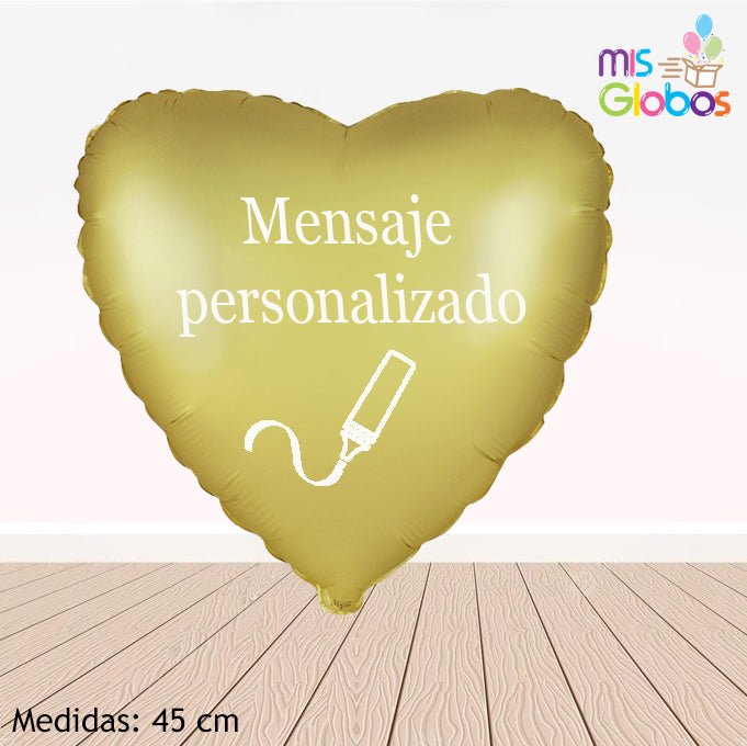 Globo Corazón 45 Cm. Oro satín - Mis Globos