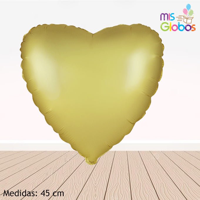 * GLOBO Corazón ORO SATÍN 45 Cm.