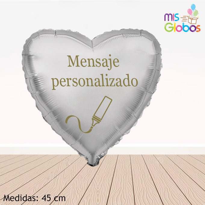 Globo Corazón 45 Cm. Plata - Mis Globos