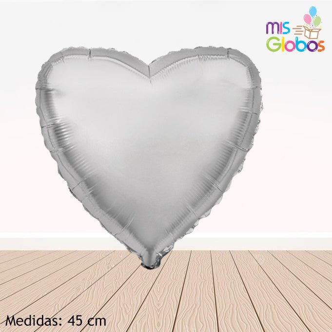 Globo Corazón 45 Cm. Plata - Mis Globos