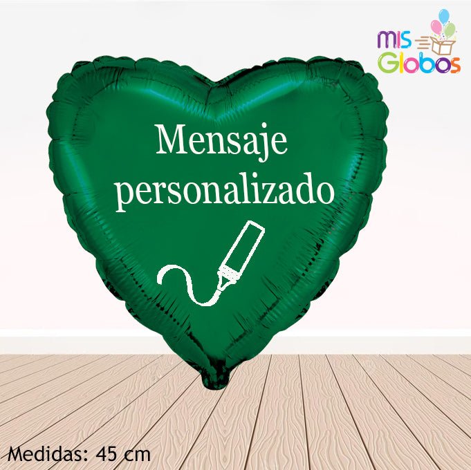 Globo Corazón 45 Cm. Verde - Mis Globos