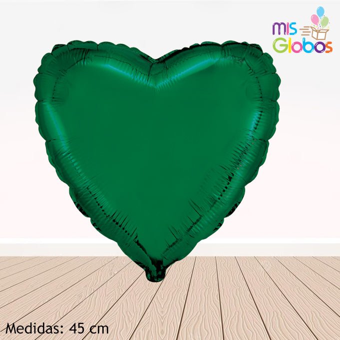 Globo Corazón 45 Cm. Verde - Mis Globos
