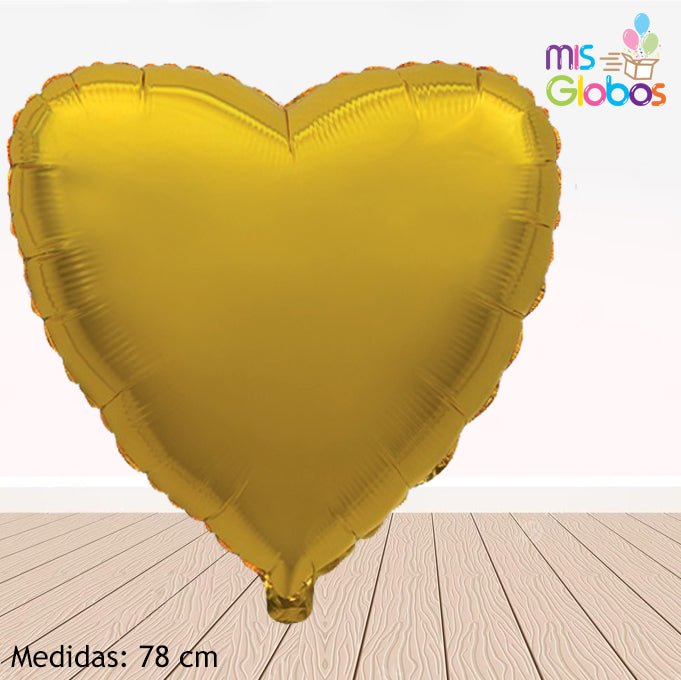 Globo Corazón Grande 78 cm. Oro - Mis Globos