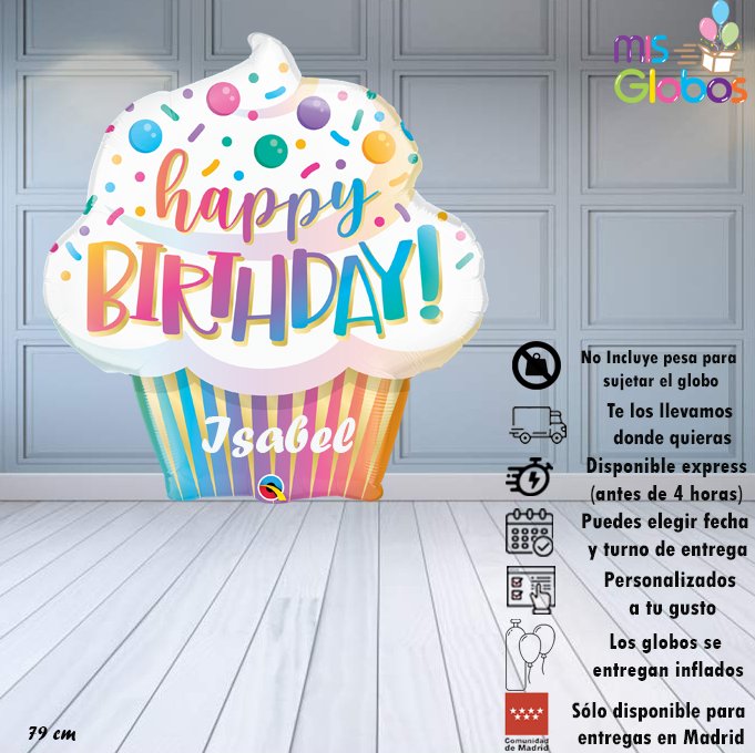 Globo forma Cupcake Happy Birthday