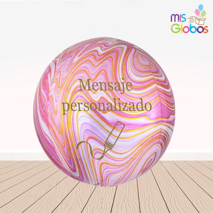Globo forma esfera marmolado rosa - Mis Globos