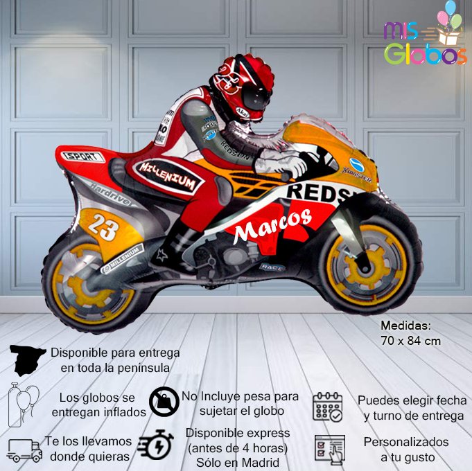 Globo forma Moto de Carrera Naranja - Mis Globos