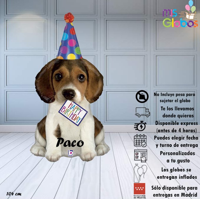 Globo forma Perrito Happy Birthday