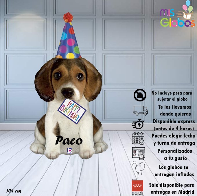 Globo forma Perrito Happy Birthday - Mis Globos