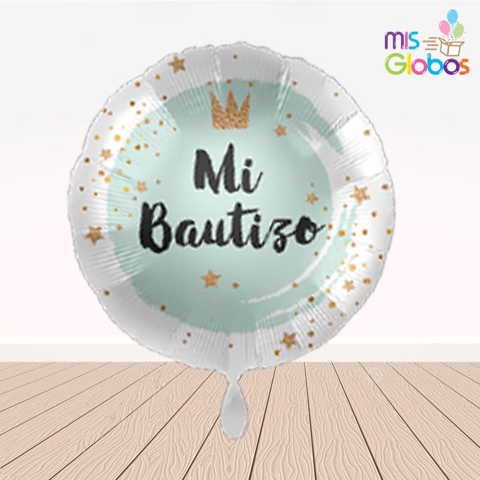 Globo Mylar Bautizo Azul círculo - Mis Globos