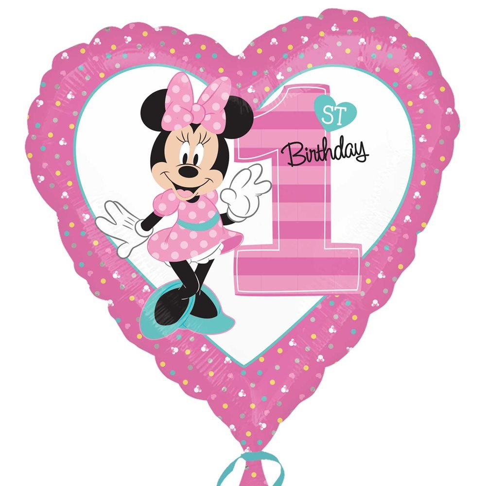 * GLOBO MYLAR MINNIE CORAZÓN PRIMER CUMPLE DESCATALOGADO