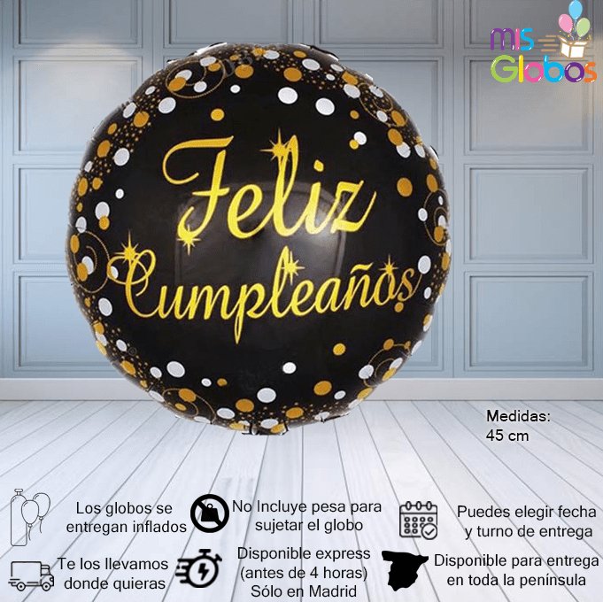 Globo mylar Feliz Cumpleaños Elegante - Mis Globos