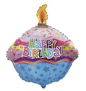 Globo mylar forma cupcake Happy Birthday
