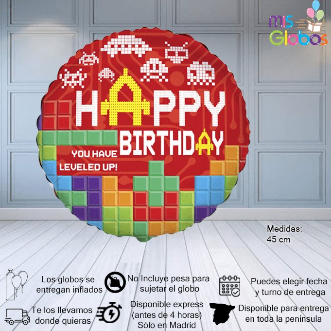 Globo mylar Happy Birthday Bricks