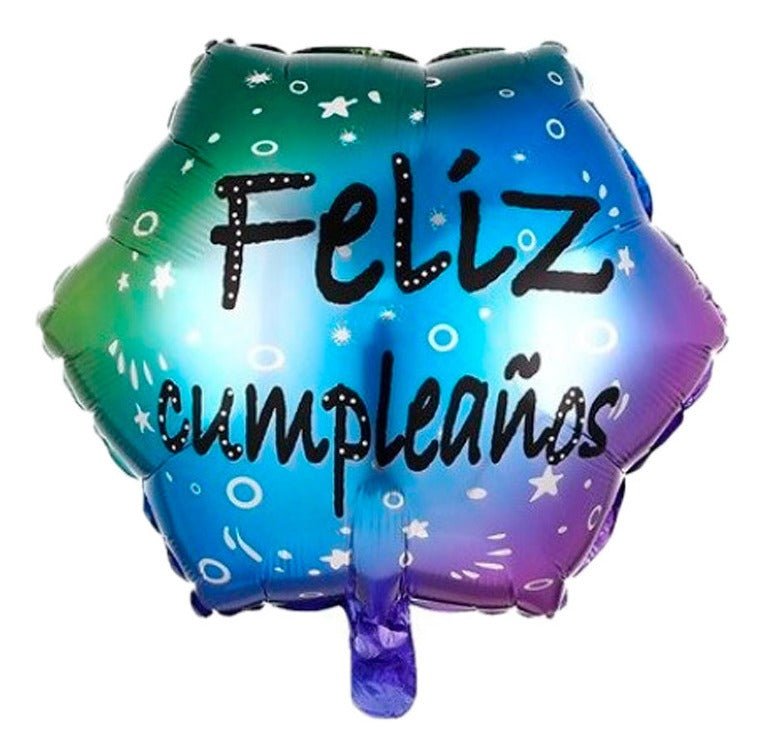 Globo mylar hexágono Feliz Cumpleaños - Mis Globos