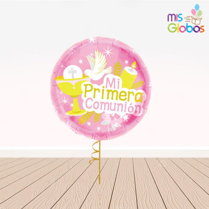 Globo Mylar Mi Primera Comunión rosa clásico - Mis Globos