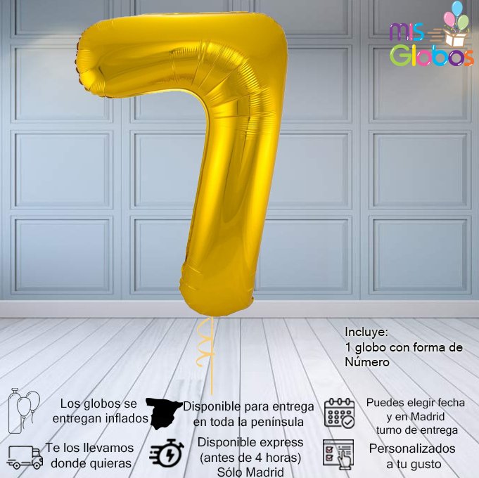 Globo Número Oro 86 Cm - Mis Globos