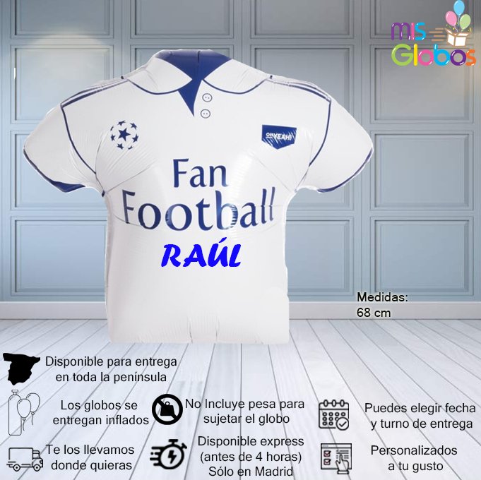 Globo Camiseta Fútbol Blanca - Mis Globos