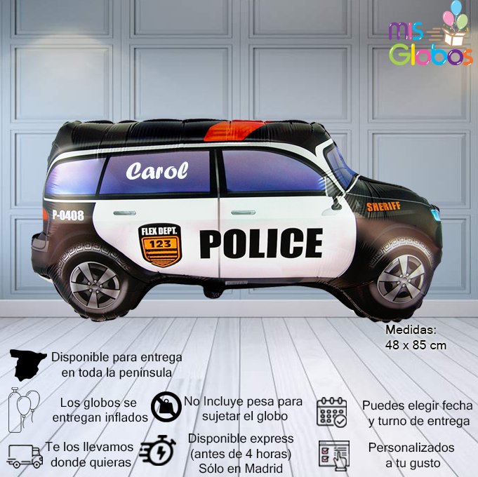 Globo Superforma Coche de Policía - Mis Globos