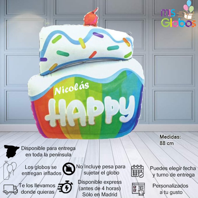 Globo superforma Tarta Happy