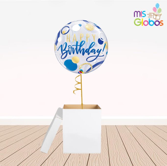 Caja GloBOOM con globos Burbuja Happy Birthday - Mis Globos