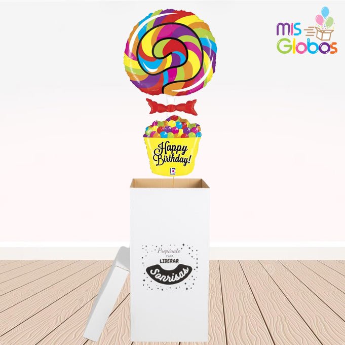 Caja GloBOOM con globos Forma Happy Birthday - Mis Globos