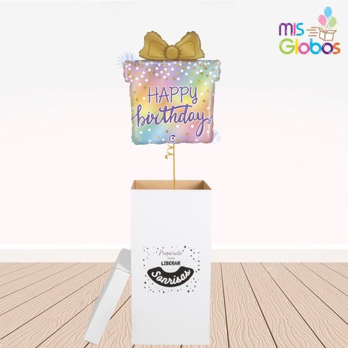 Caja GloBOOM con globos Forma Happy Birthday - Mis Globos