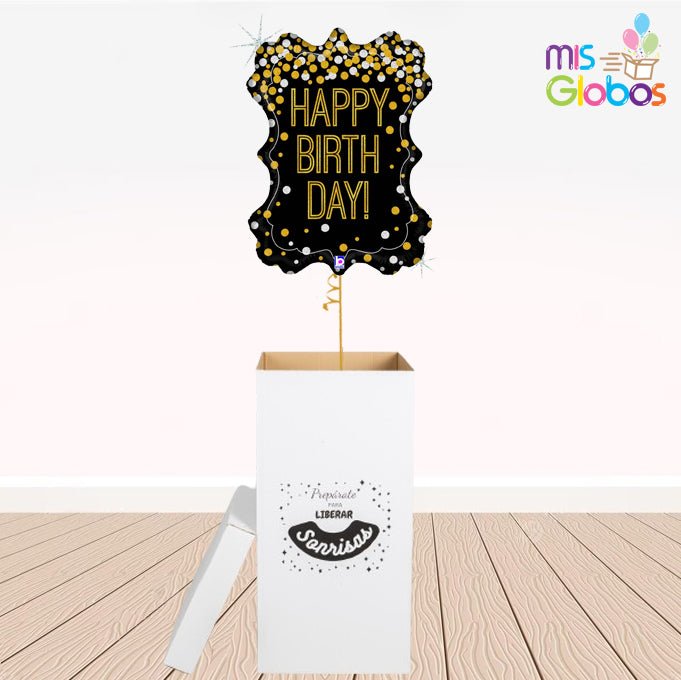 Caja GloBOOM con globos Forma Happy Birthday - Mis Globos