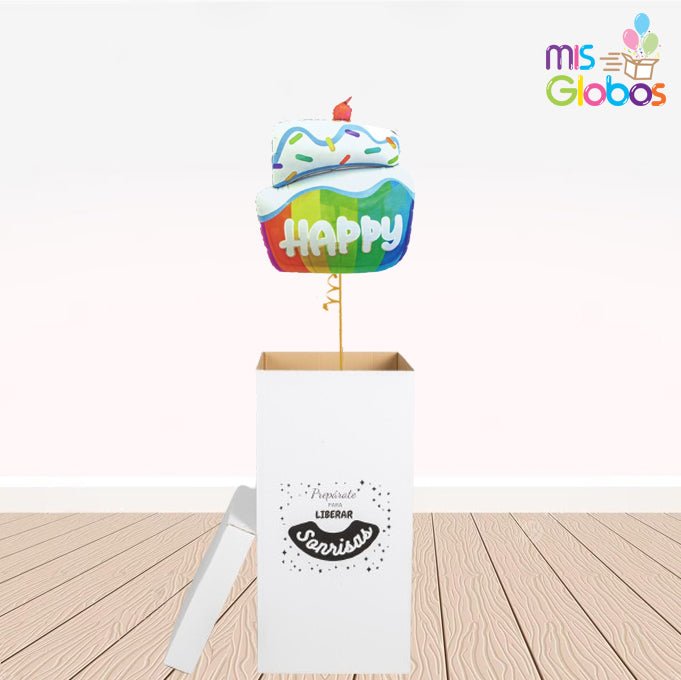 Caja GloBOOM con globos Forma Happy Birthday - Mis Globos