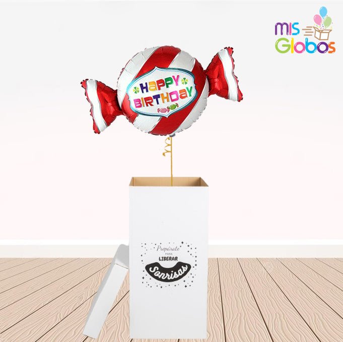 Caja GloBOOM con globos Forma Happy Birthday - Mis Globos