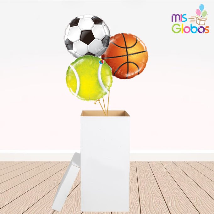 Caja GloBOOM con globos Multi Deportes - Mis Globos