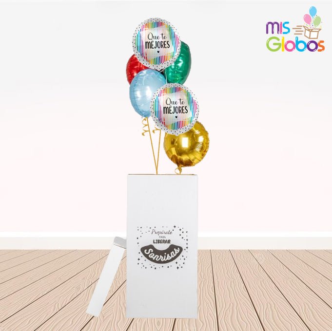 Caja GloBOOM con globos Recupérate círculos - Mis Globos