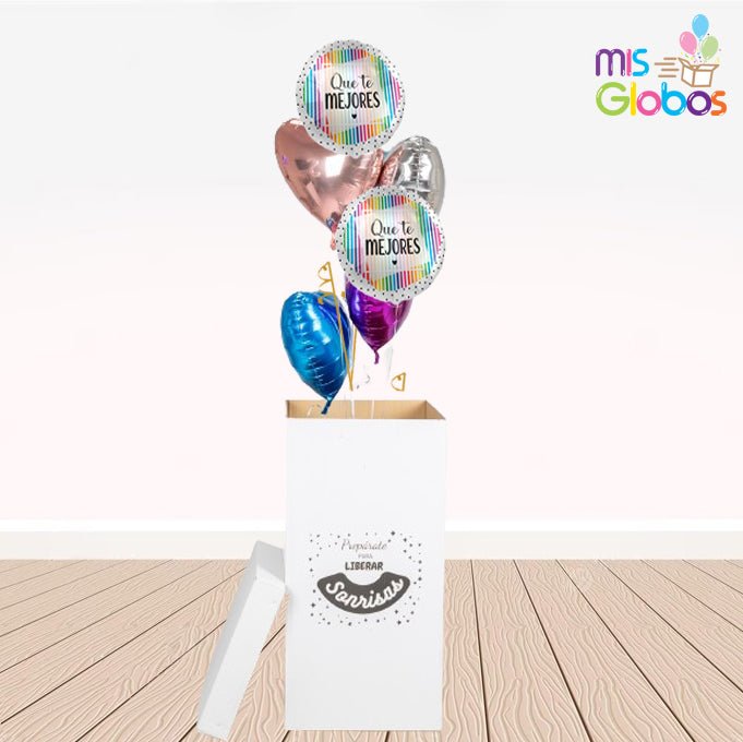 Caja GloBOOM con globos Recupérate corazones - Mis Globos