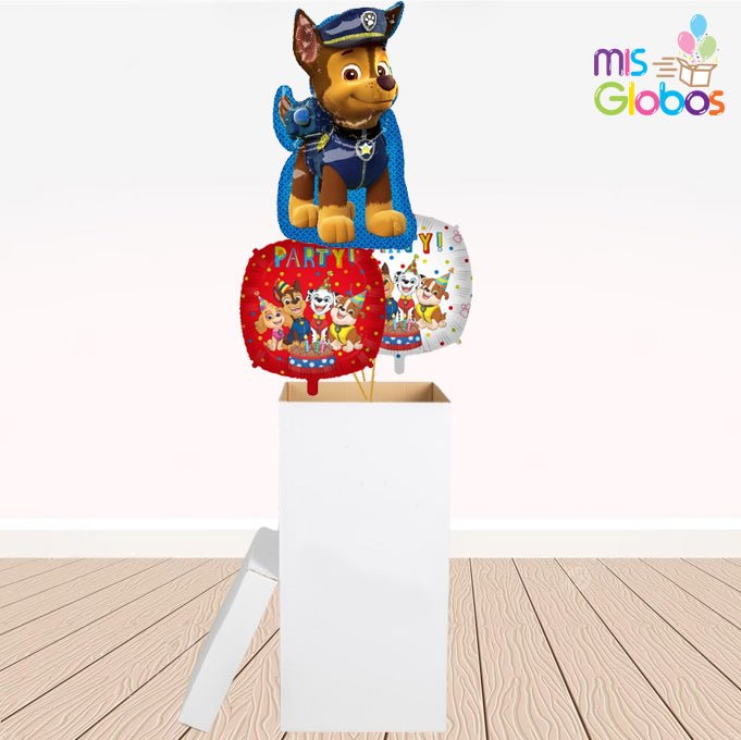 Caja GloBOOM con globos Super Chase (Patrulla Canina) - Mis Globos