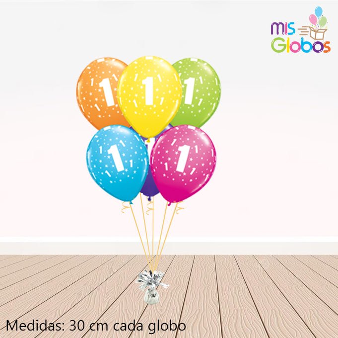 Globos látex con el Nº 1 - Mis Globos