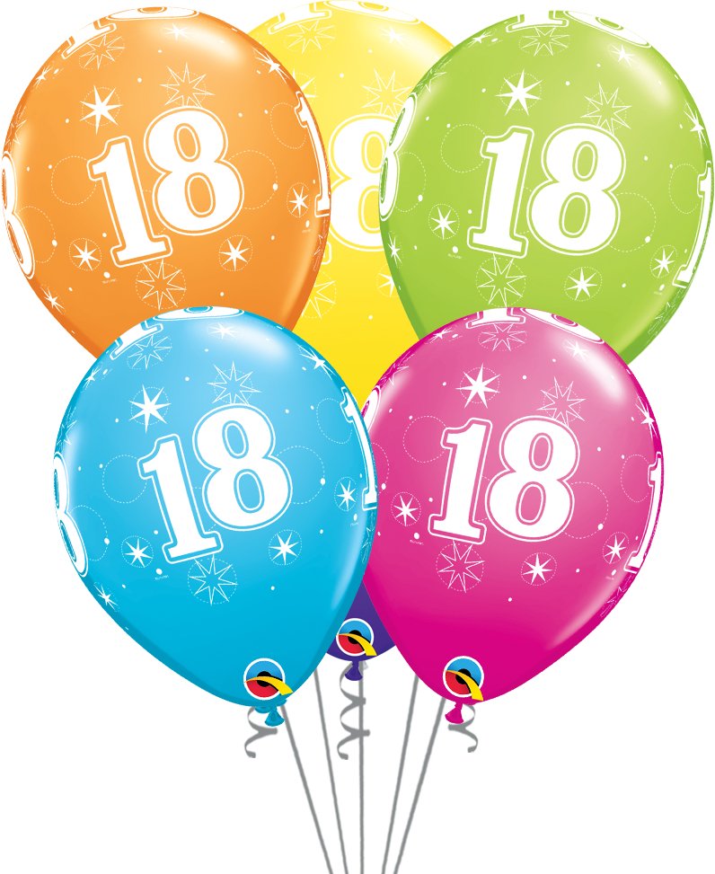 Globos látex con el Nº 18 - Mis Globos