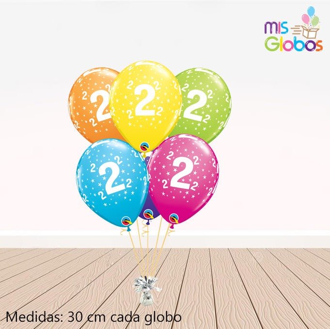 Globos látex con el Nº 2 - Mis Globos