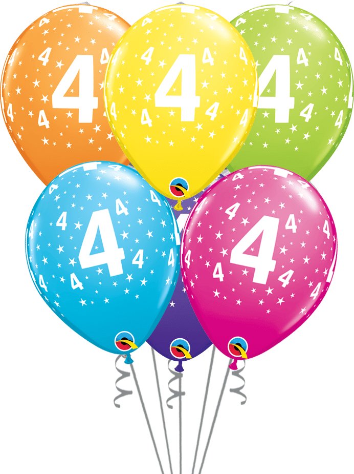 Globos látex con el Nº 4 - Mis Globos