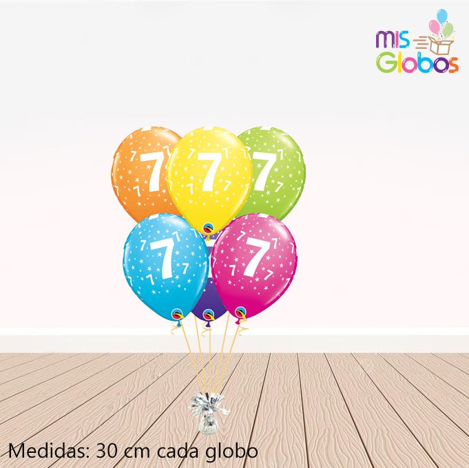 Globos látex con el Nº 7 - Mis Globos